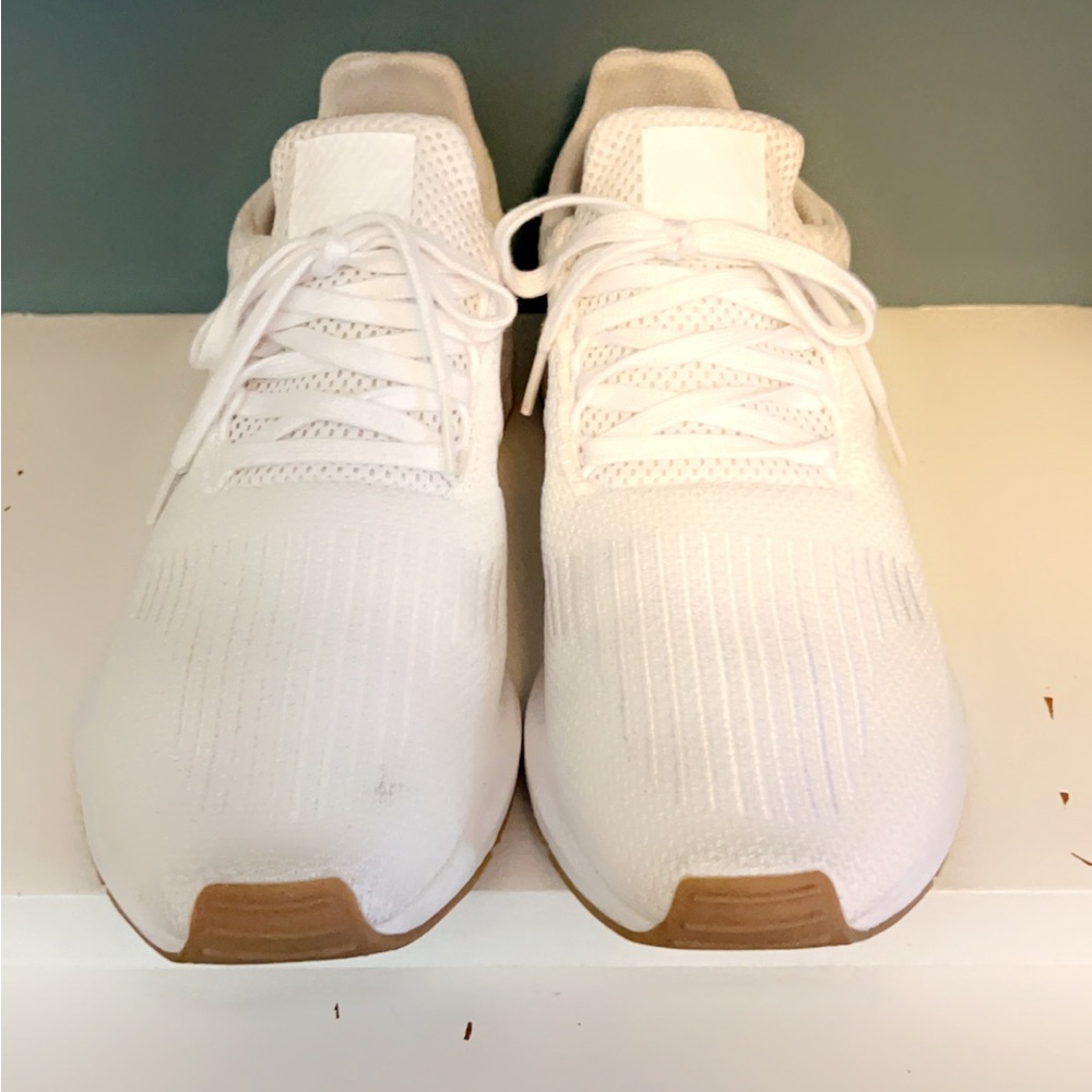 Adidas White Athletic Sneakers with Tan Soles